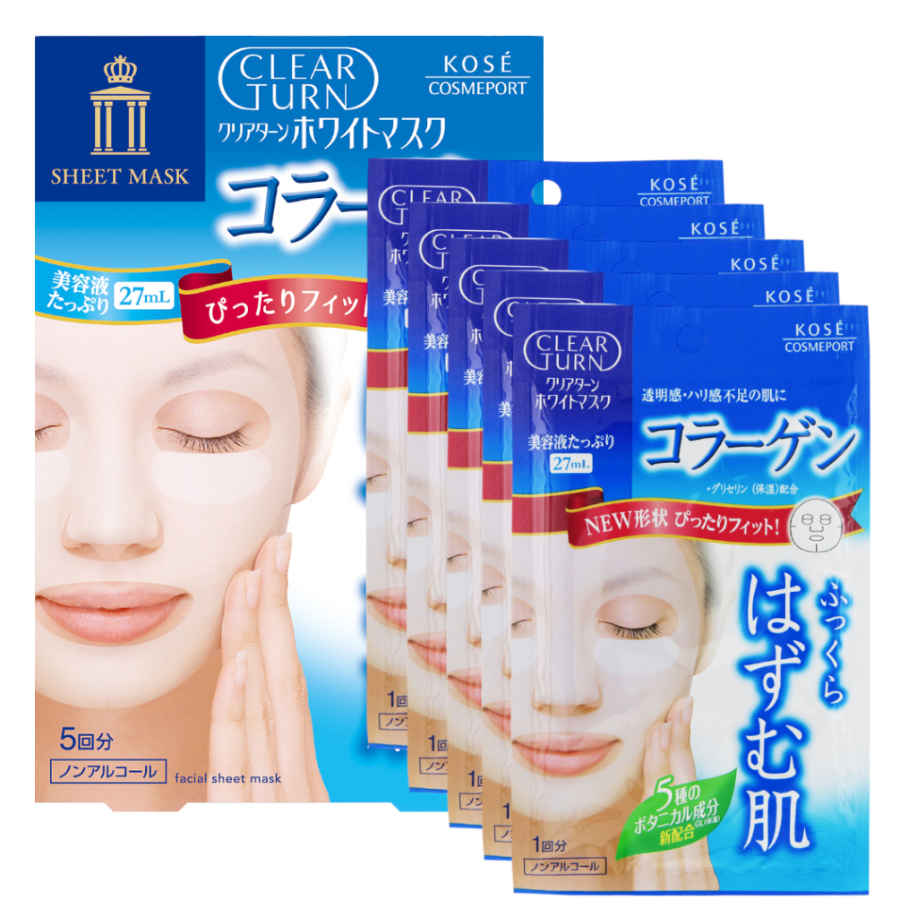 Mặt Nạ Giấy Dưỡng Trắng Collagen Kosé Softymo Clear Turn White Mask VC