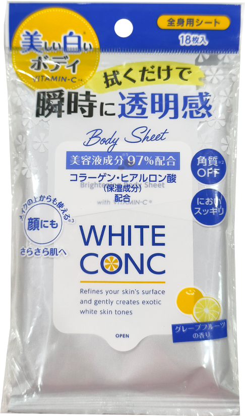 Khăn Ướt Làm Sạch Cơ Thể White Conc Dưỡng Trắng Sáng Da (18 Tờ/Gói)